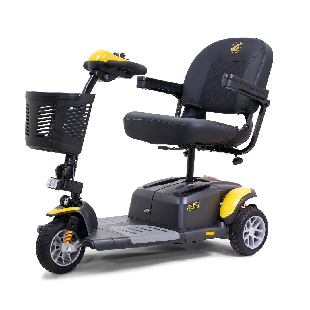 Golden GB118 BuzzAround EX 3-Wheel Long Range Travel Scooter - Canary Yellow front left
