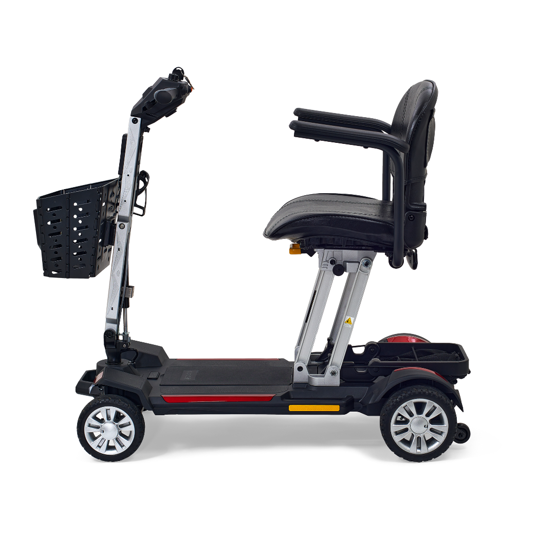 Golden Buzzaround Carry-On Folding Airline Approved Travel Scooter - Velvet Red left