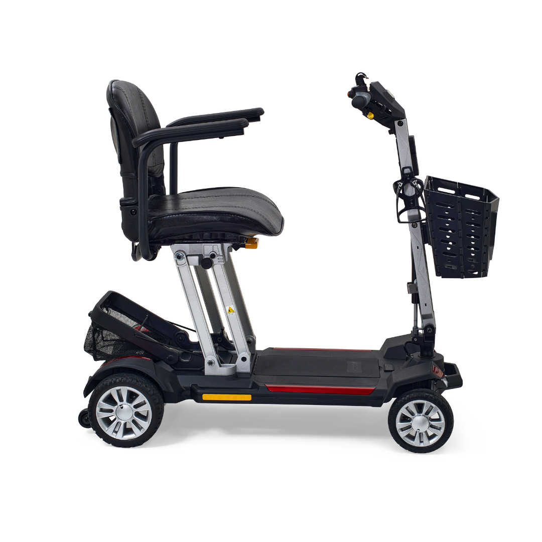 Golden Buzzaround Carry-On Folding Airline Approved Travel Scooter - Velvet Red right