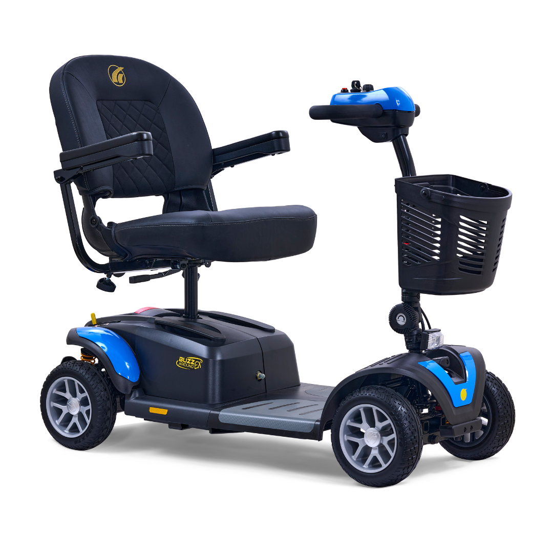 Golden GB148 BuzzAround EX 4-Wheel Long Range Travel Scooter - Blue front right