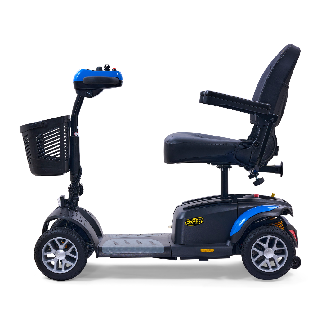 Golden GB148 BuzzAround EX 4-Wheel Long Range Travel Scooter - Blue left
