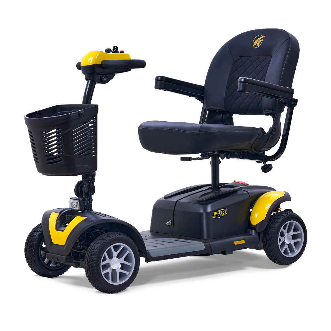 Golden GB148 BuzzAround EX 4-Wheel Long Range Travel Scooter - Canary Yellow front left