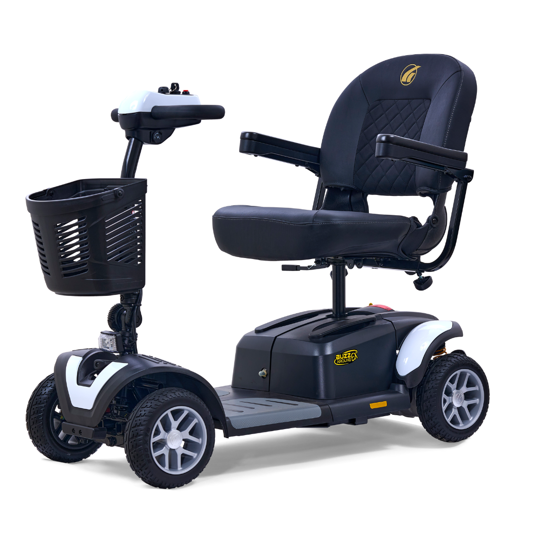 Golden GB148 BuzzAround EX 4-Wheel Long Range Travel Scooter - Crisp White front left