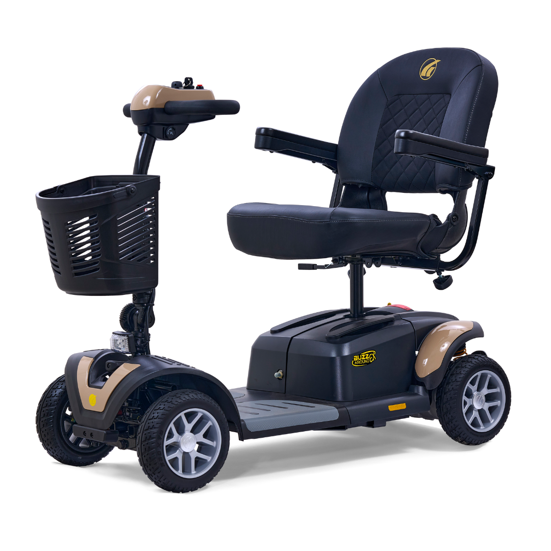 Golden GB148 BuzzAround EX 4-Wheel Long Range Travel Scooter - Desert Tan front left