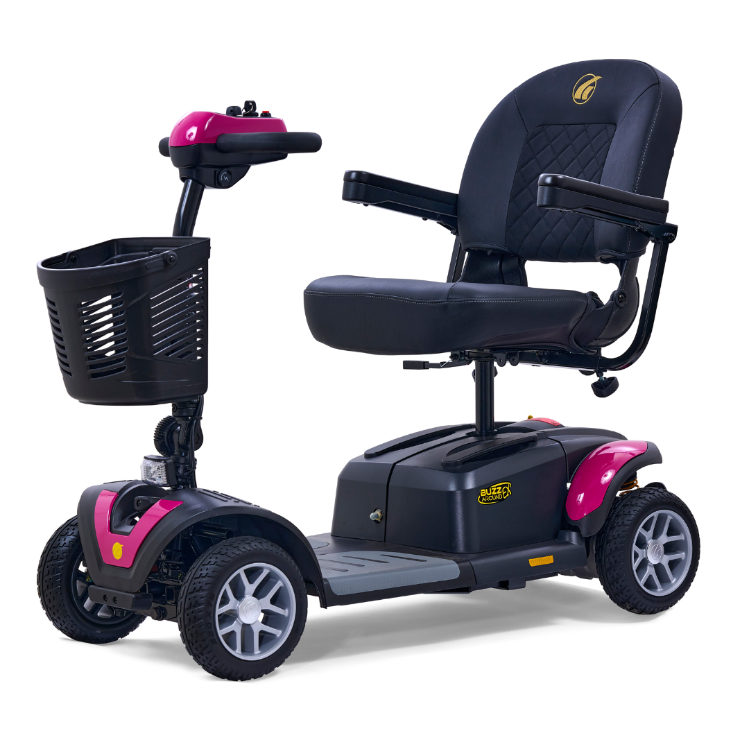 Golden GB148 BuzzAround EX 4-Wheel Long Range Travel Scooter - Orchid Pink front left