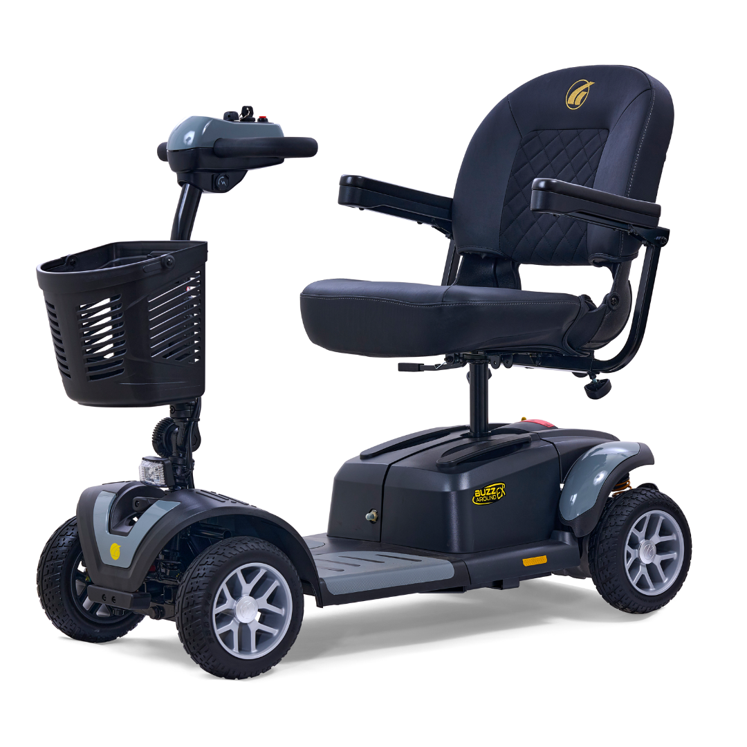 Golden GB148 BuzzAround EX 4-Wheel Long Range Travel Scooter - Stone Grey front left