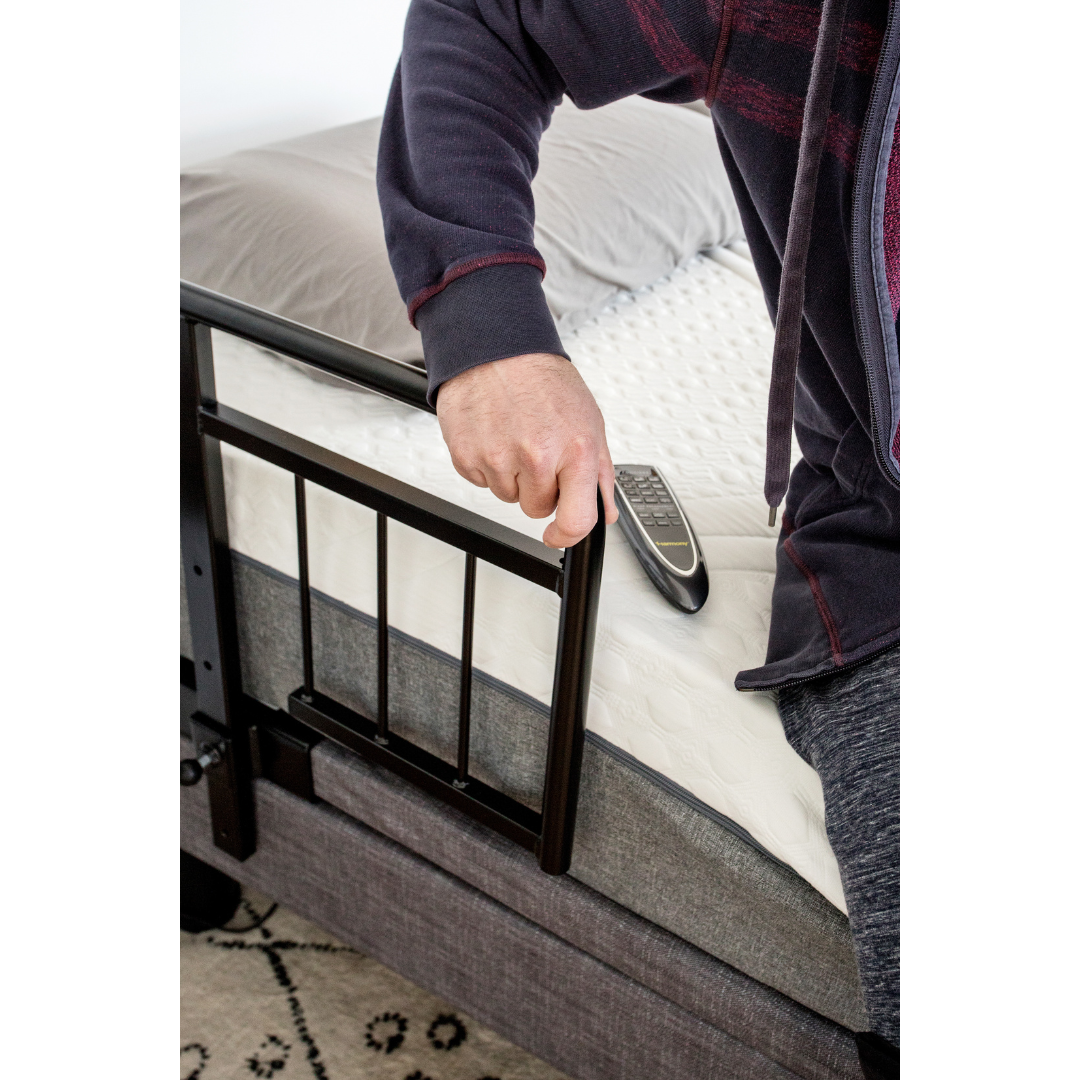 Golden Passport™ Hi Low Adjustable Bed with Dual-Zone Vibrating Massage - Bed Rail and wireless remote