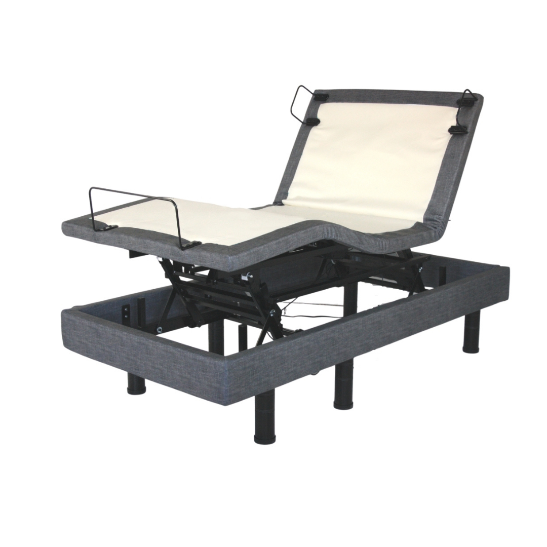 Golden Passport™ Hi Low Adjustable Bed with Dual-Zone Vibrating Massage - Twin XL Bed Frame only head fully raised