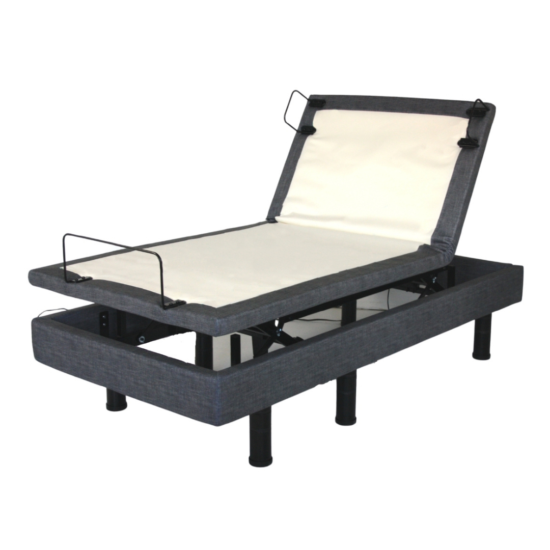 Golden Passport™ Hi Low Adjustable Bed with Dual-Zone Vibrating Massage - Twin XL Bed Frame only head raised