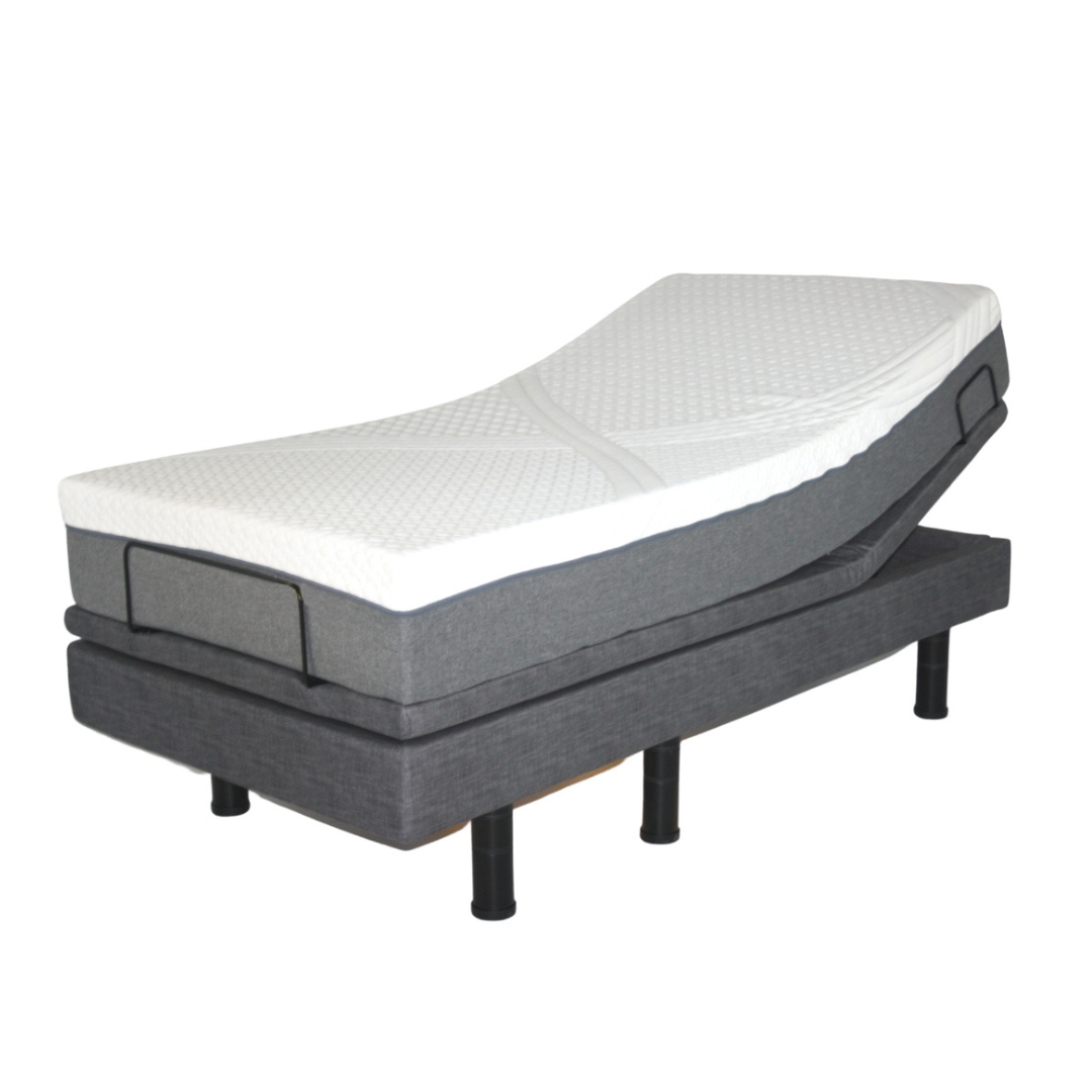 Golden Passport™ Hi Low Adjustable Bed with Dual-Zone Vibrating Massage - Twin XL Bed wtih Mattress head raised