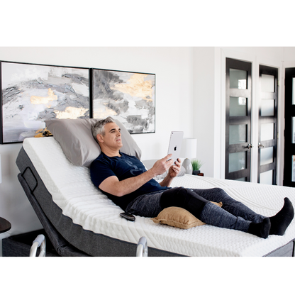 Golden Passport™ Hi Low Adjustable Bed with Dual-Zone Vibrating Massage - With user in reclined position