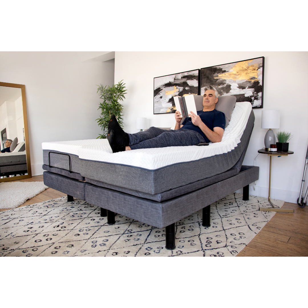 Golden Passport™ Hi Low Adjustable Bed with Dual-Zone Vibrating Massage - With user's head raised