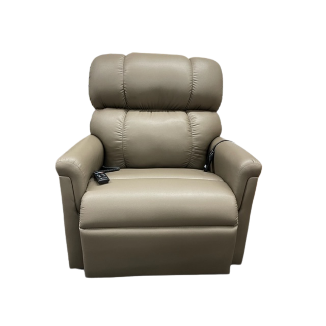 Golden Tech 29" Extra Wide MaxiComforter Power Lift Recliner - 600 lb Cap - Iron in seated position
