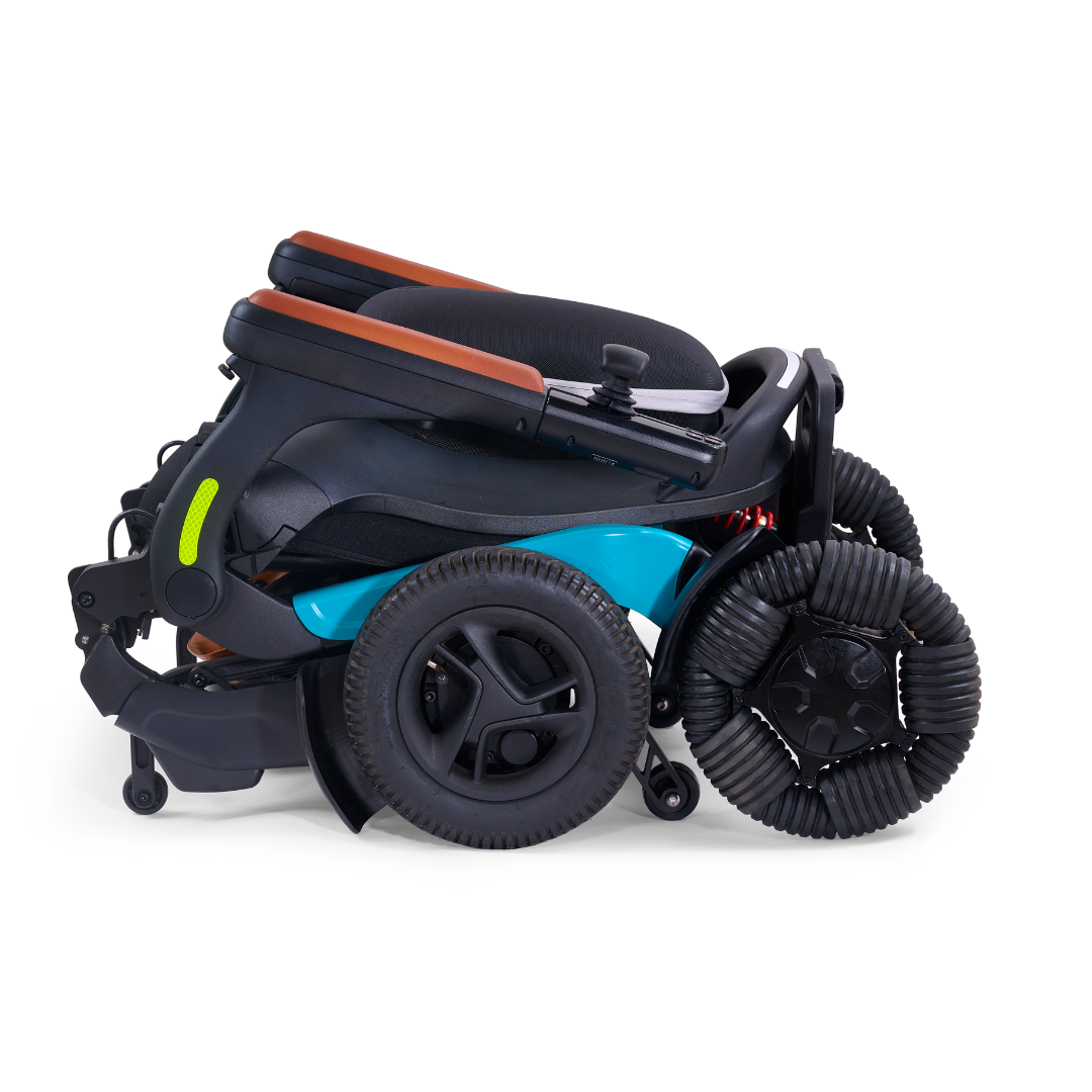 Golden Tech Ally Pro All-Terrain Smart Power Wheelchair - Teal folded right
