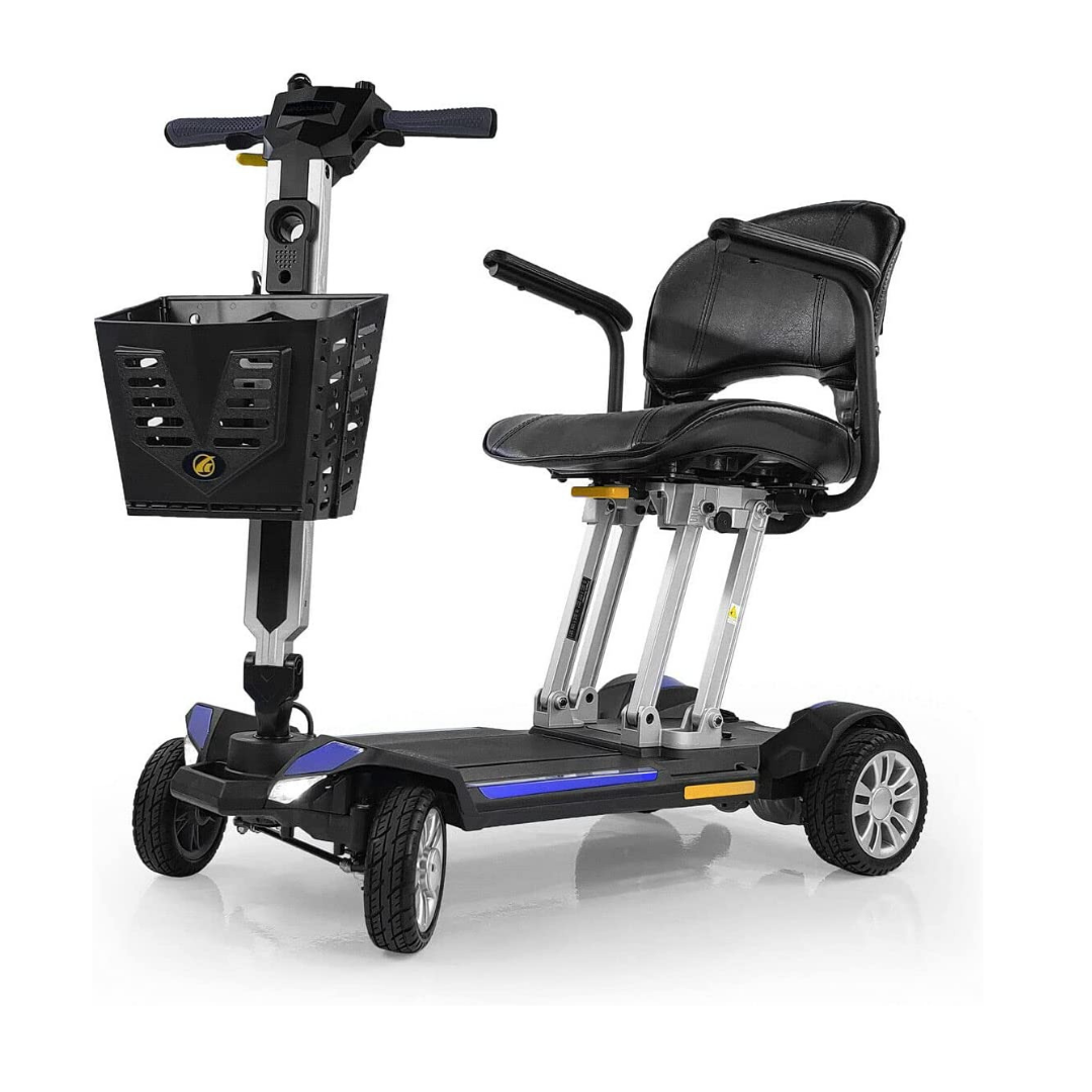 Golden Tech Buzzaround Carry-On Folding Travel Scooter with Travel Battery - Blue