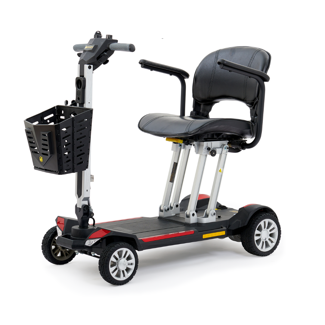 Golden Tech Buzzaround Carry-On Folding Travel Scooter with Travel Battery - Red
