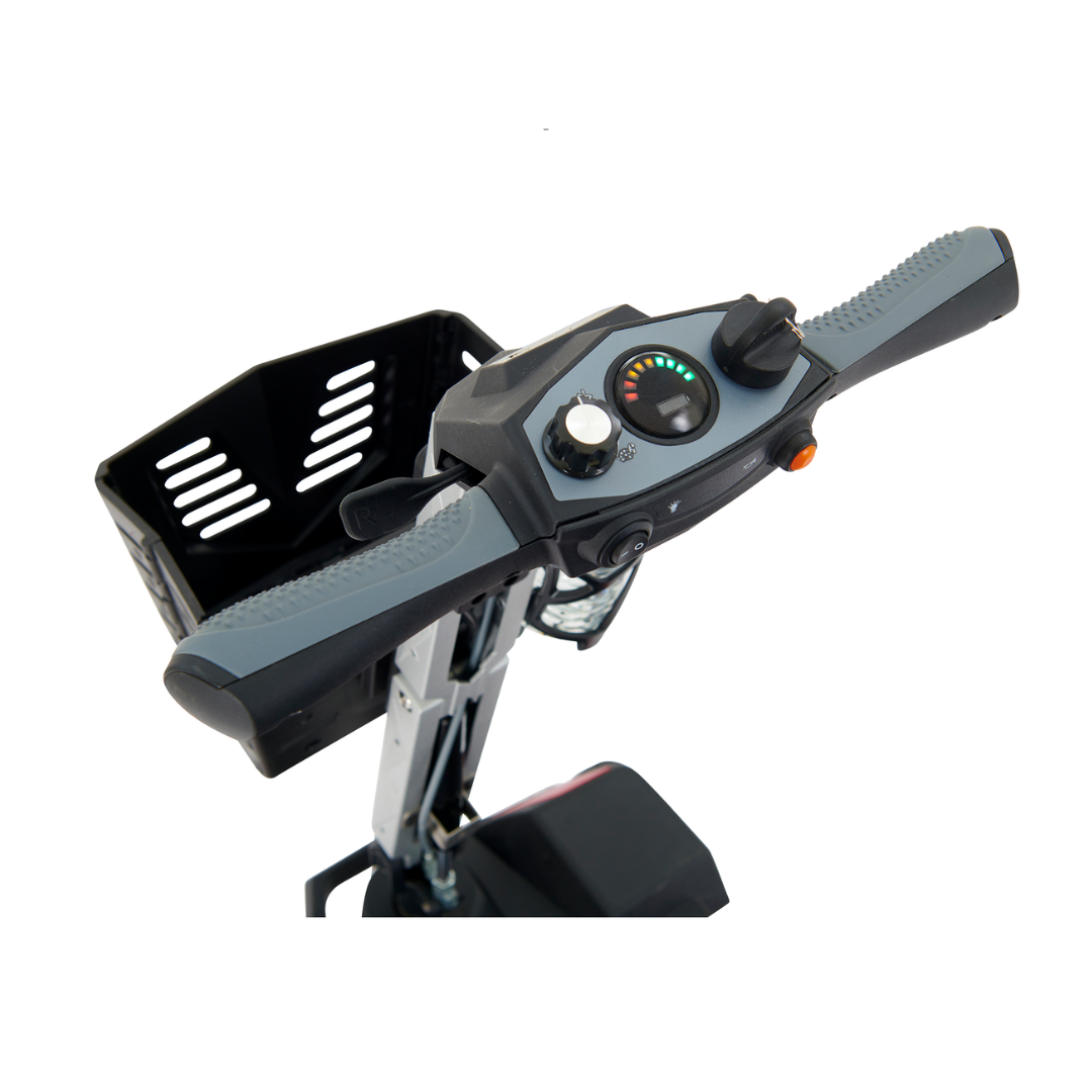Golden Tech Buzzaround Carry-On Folding Travel Scooter with Travel Battery - steering