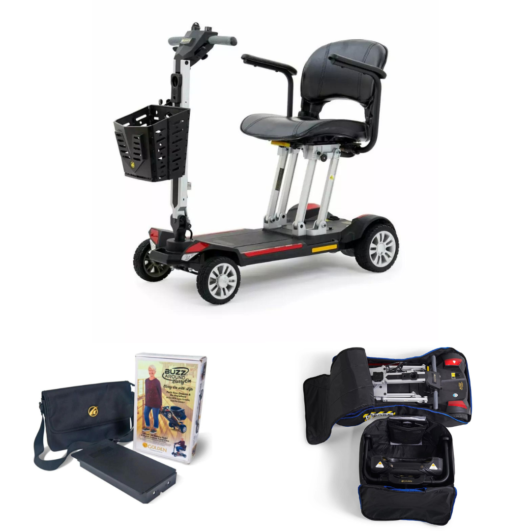 Golden Tech Buzzaround Carry-On Travel Scooter with Travel Battery and Protective Case