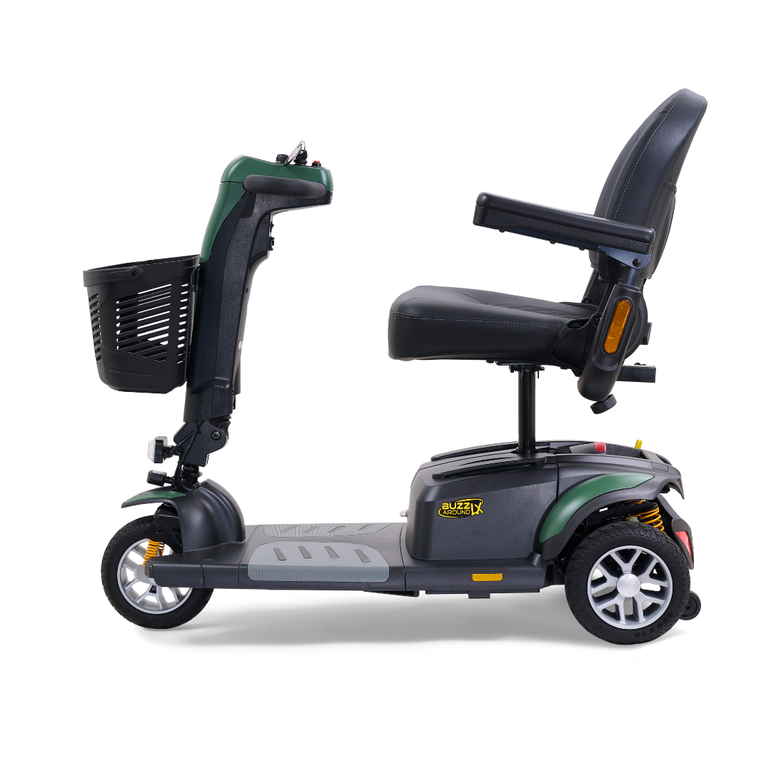 Golden Tech Buzzaround LX - Luxury 3 Wheel Portable Mobility Scooter - Matte  Green left