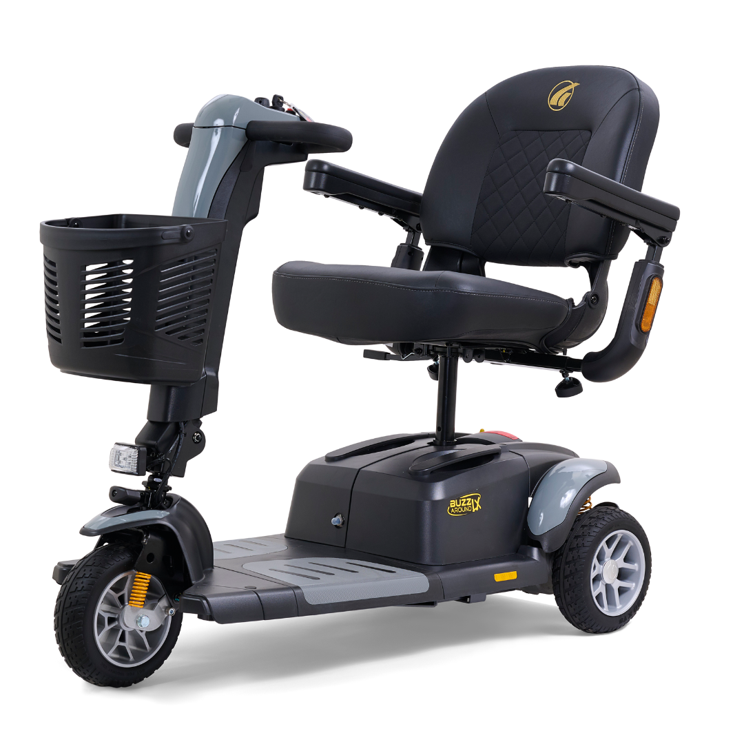 Golden Tech Buzzaround LX - Luxury 3 Wheel Portable Mobility Scooter - Stone Grey left
