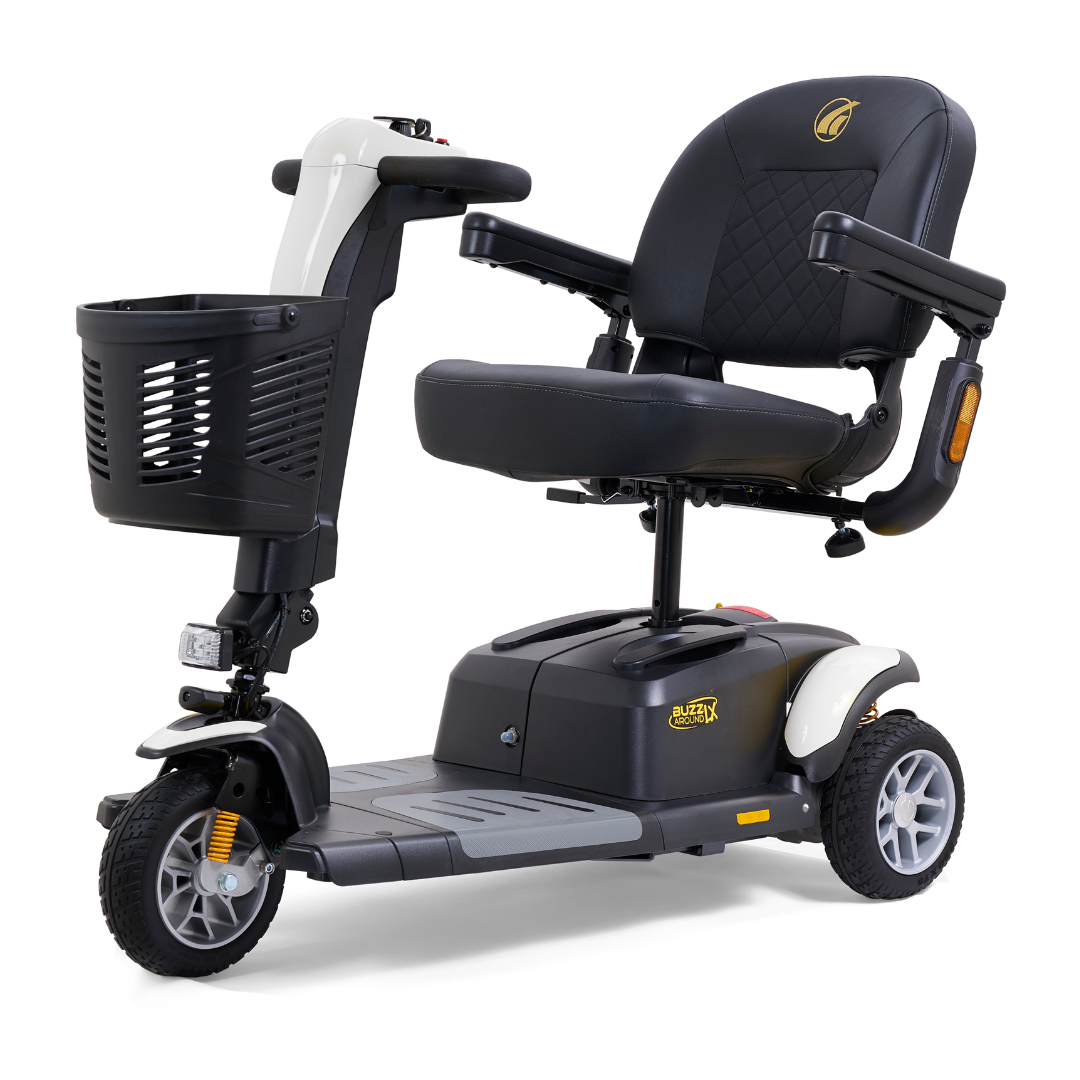 Golden Tech Buzzaround LX - Luxury 3 Wheel Portable Mobility Scooter - White left