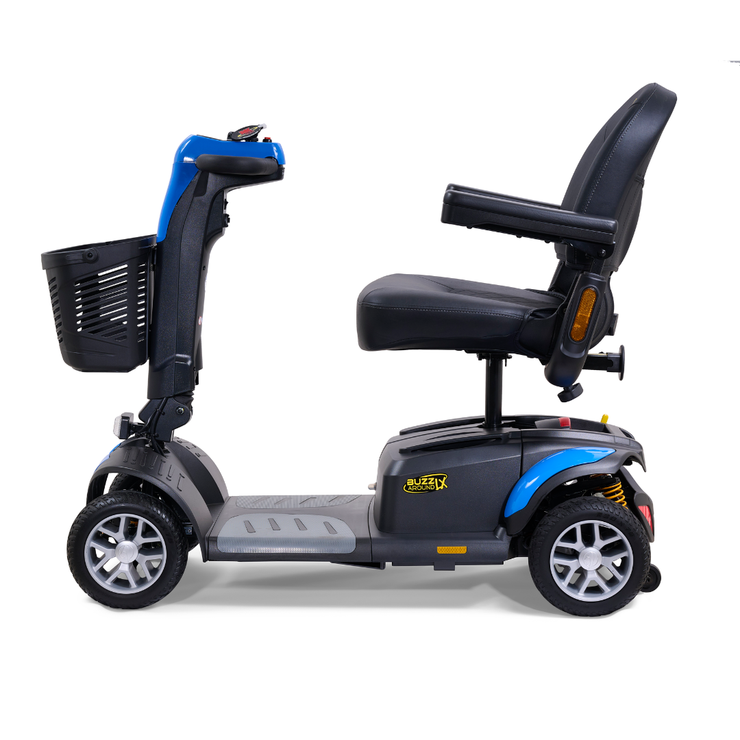 Golden Tech Buzzaround LX Extreme Luxury Full Size Travel Mobility Scooter - 4 Wheel - Blue left