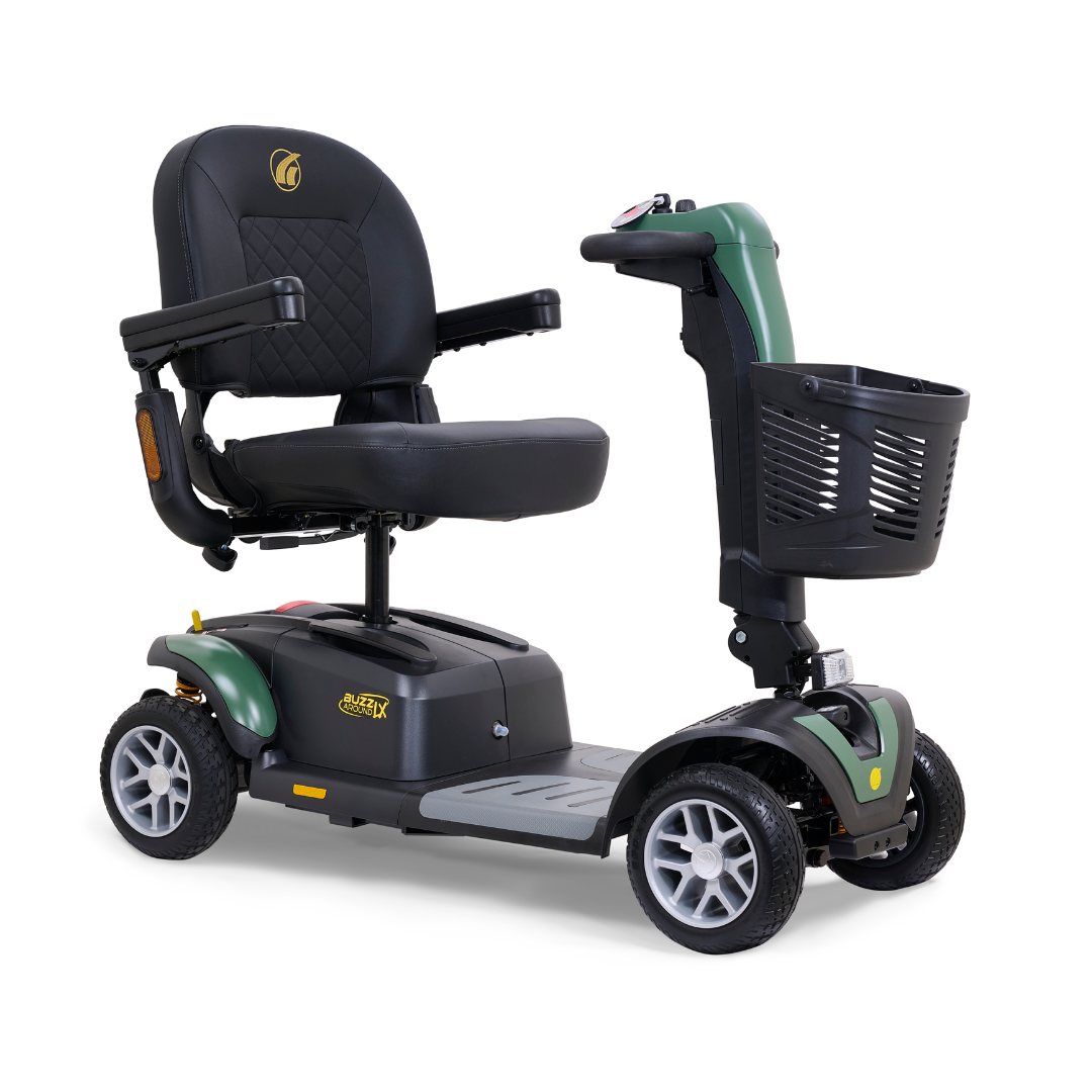 Golden Tech Buzzaround LX Extreme Luxury Full Size Travel Mobility Scooter - 4 Wheel - Green front right