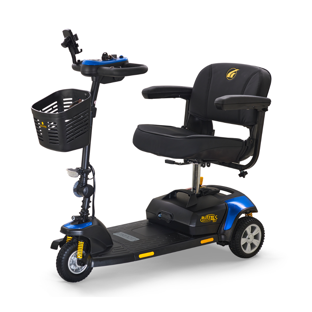 Golden Tech Buzzaround XLS-HD 3-Wheel Portable Scooter with Suspension - Blue variant left