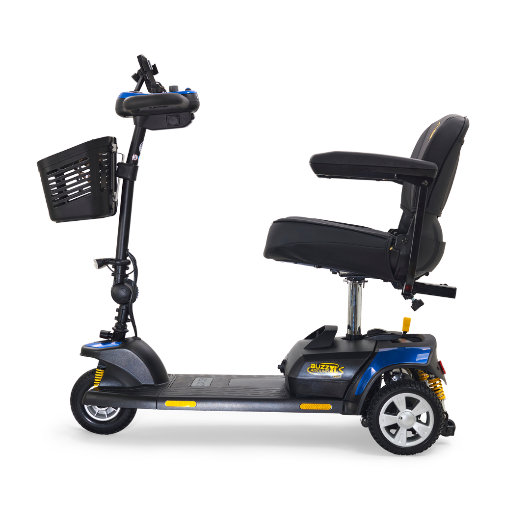 Golden Tech Buzzaround XLS-HD 3-Wheel Portable Scooter with Suspension - Blue variant left