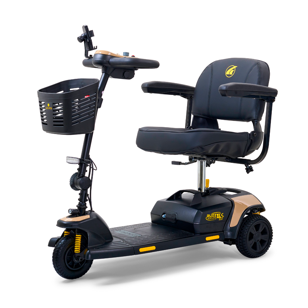 Golden Tech Buzzaround XLS-HD 3-Wheel Portable Scooter with Suspension - Desert Tan left