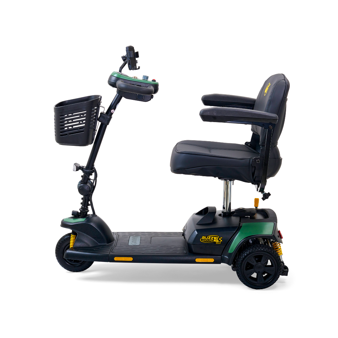 Golden Tech Buzzaround XLS-HD 3-Wheel Portable Scooter with Suspension - Matte Green left