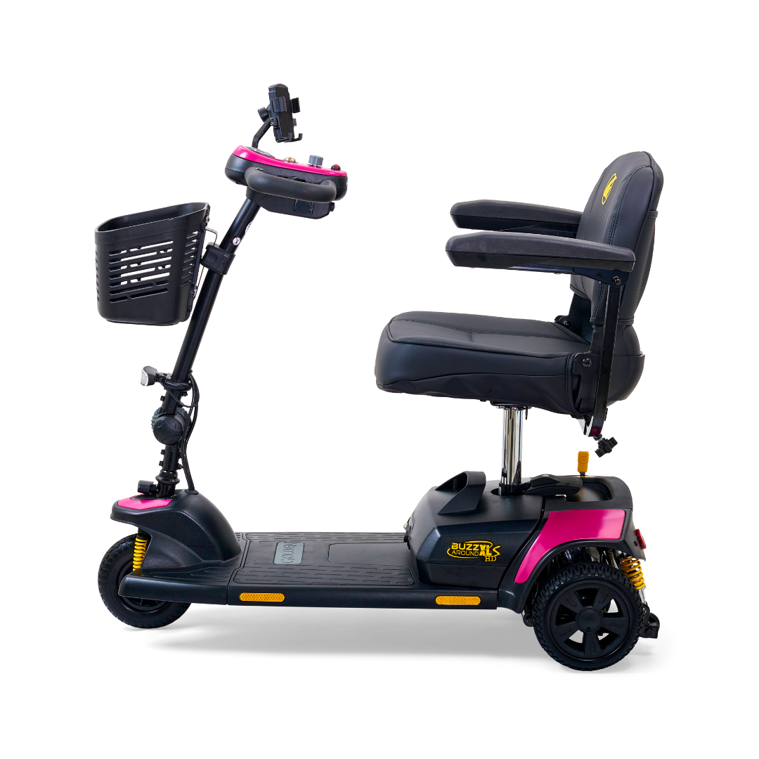 Golden Tech Buzzaround XLS-HD 3-Wheel Portable Scooter with Suspension - Orchid Pink left
