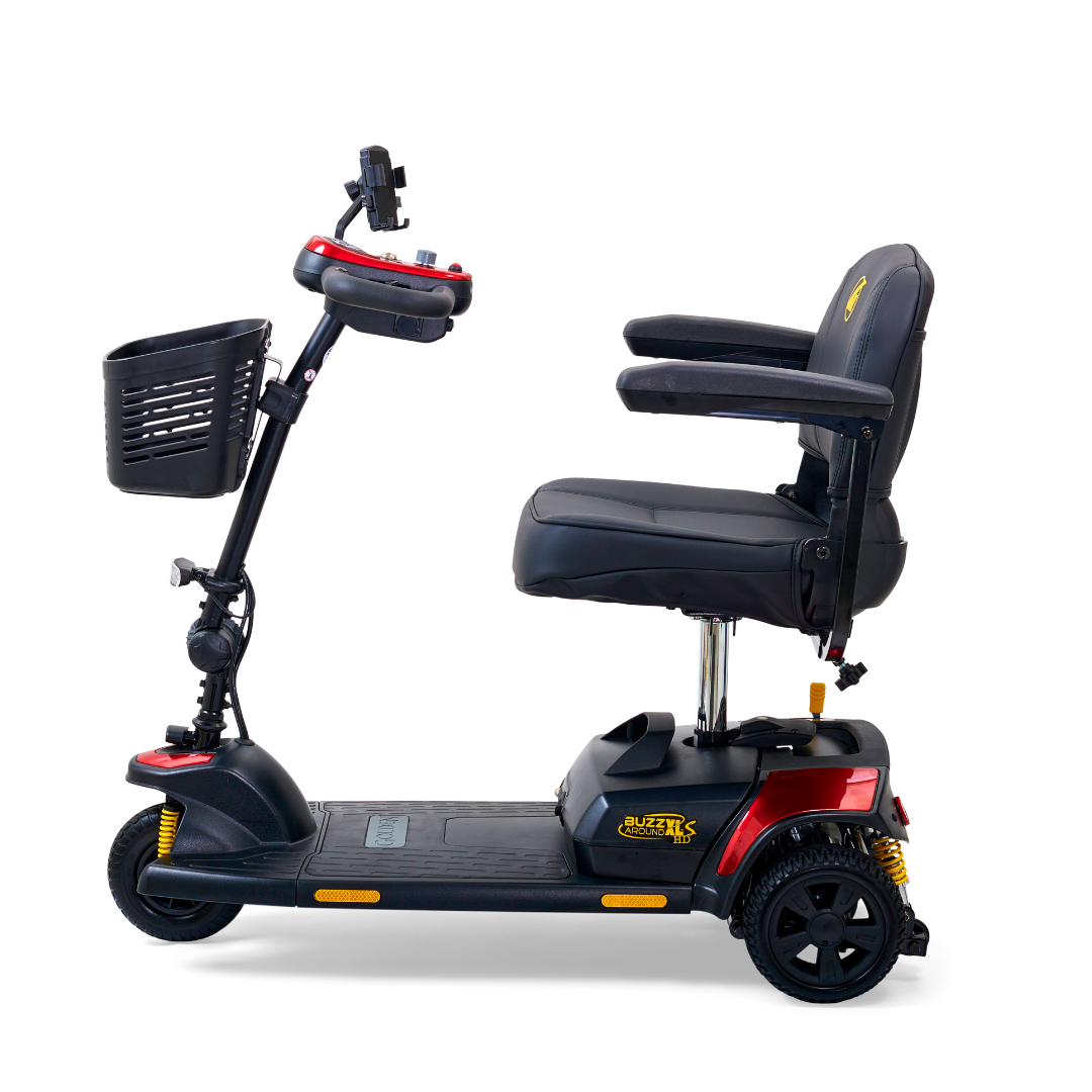 Golden Tech Buzzaround XLS-HD 3-Wheel Portable Scooter with Suspension - Red variant left