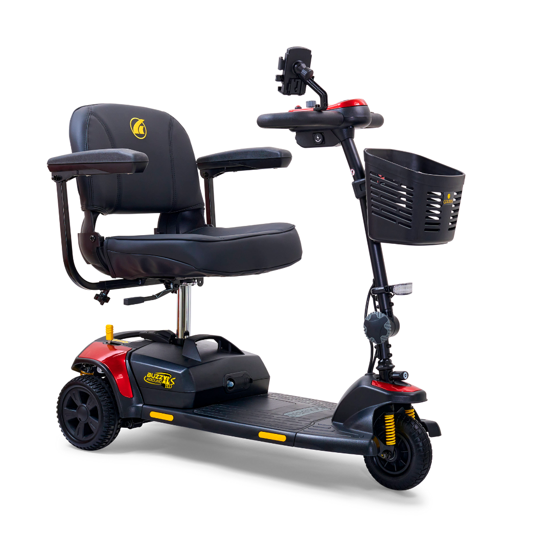 Golden Tech Buzzaround XLS-HD 3-Wheel Portable Scooter with Suspension - Red variant right