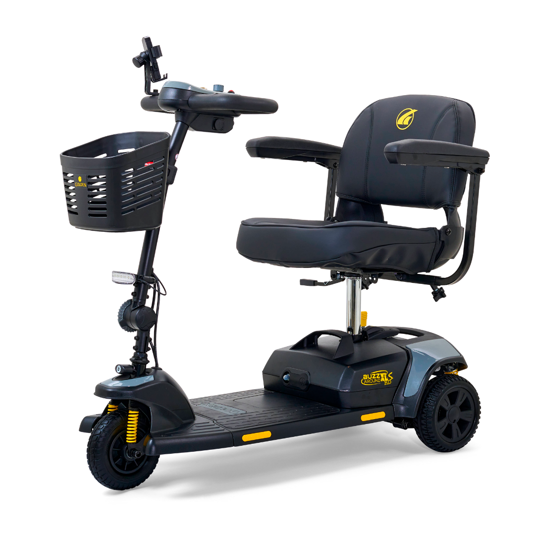 Golden Tech Buzzaround XLS-HD 3-Wheel Portable Scooter with Suspension - Stone Gray left