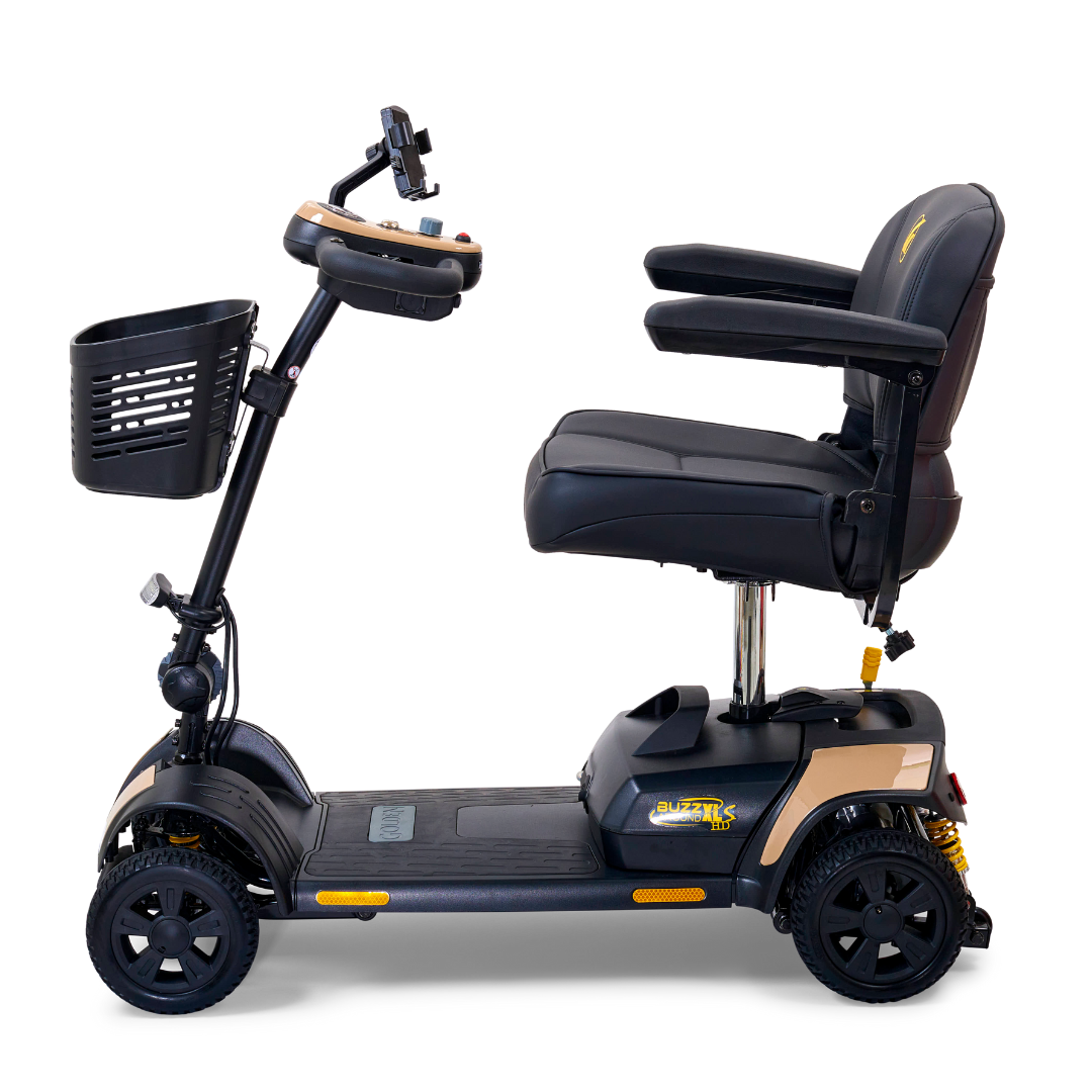 Golden Tech Buzzaround XLSHD 4-Wheel Portable Scooter with Suspension - Desert Tan left