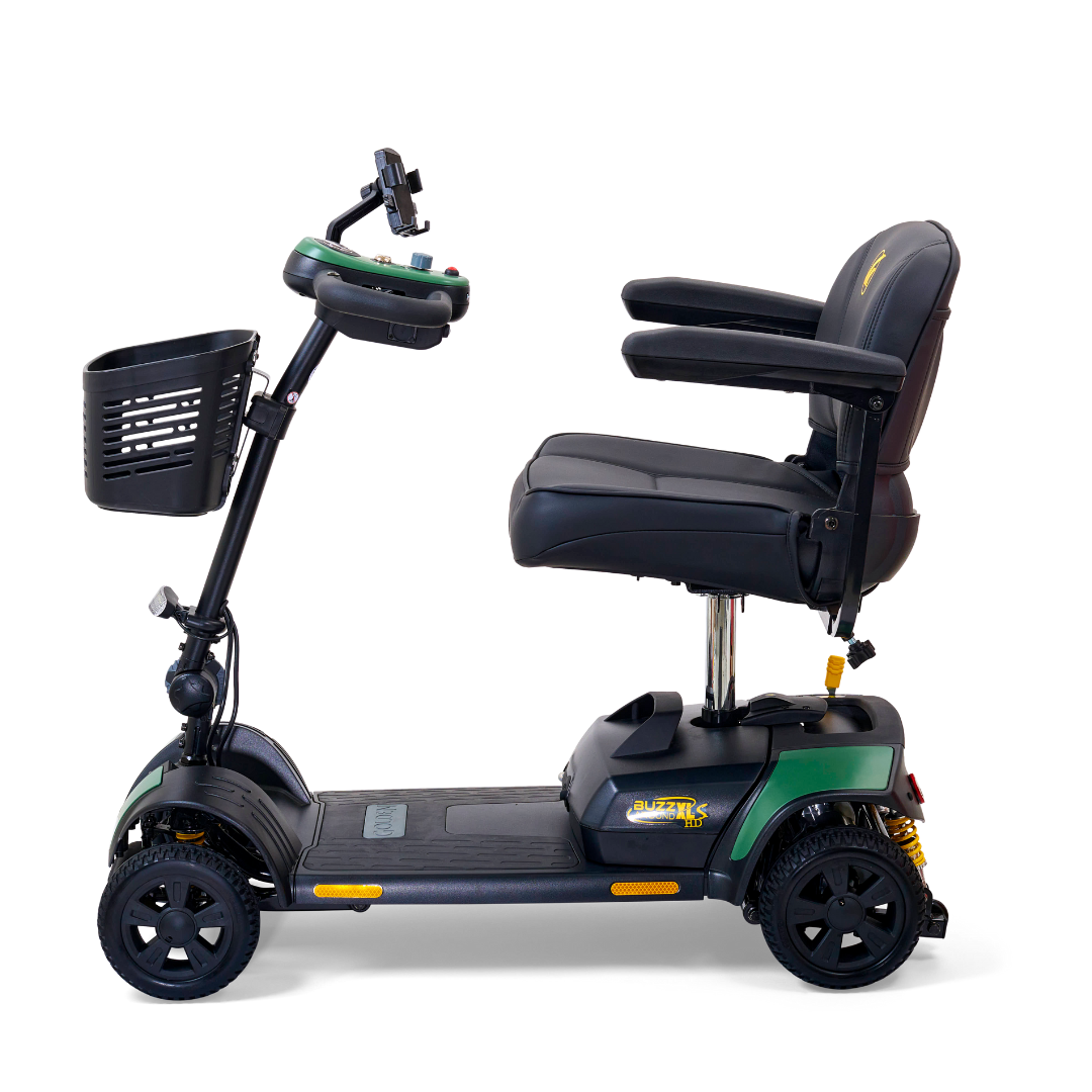 Golden Tech Buzzaround XLSHD 4-Wheel Portable Scooter with Suspension - Matte Green left