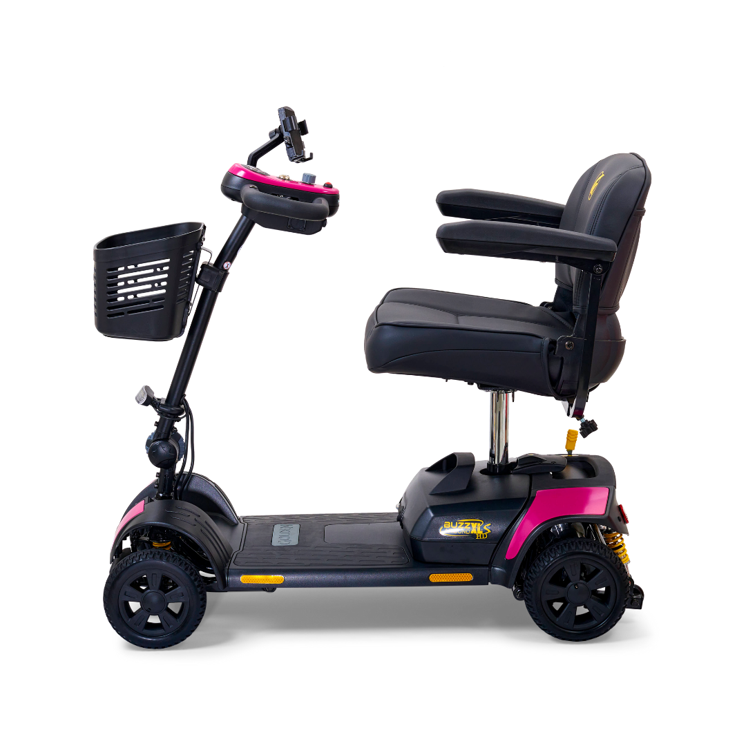 Golden Tech Buzzaround XLSHD 4-Wheel Portable Scooter with Suspension - Orchid Pink left