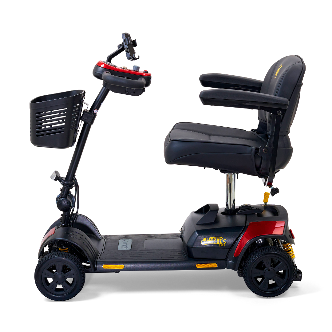 Golden Tech Buzzaround XLSHD 4-Wheel Portable Scooter with Suspension - Red left