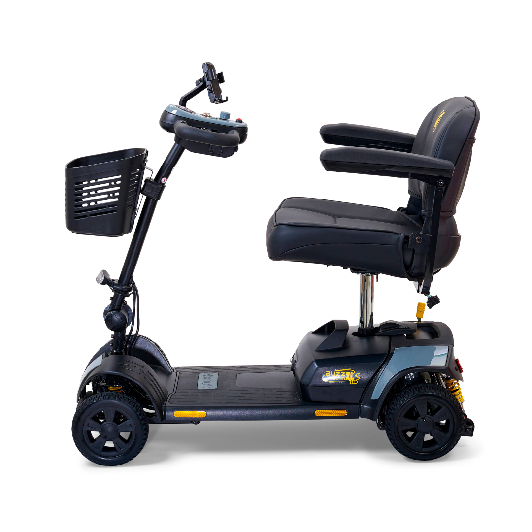 Golden Tech Buzzaround XLSHD 4-Wheel Portable Scooter with Suspension - Stone Gray left