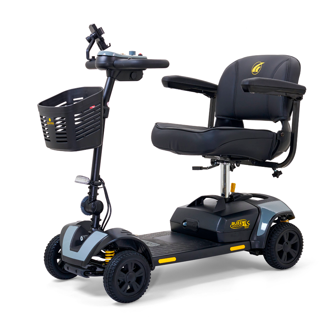 Golden Tech Buzzaround XLSHD 4-Wheel Portable Scooter with Suspension - Stone Gray left