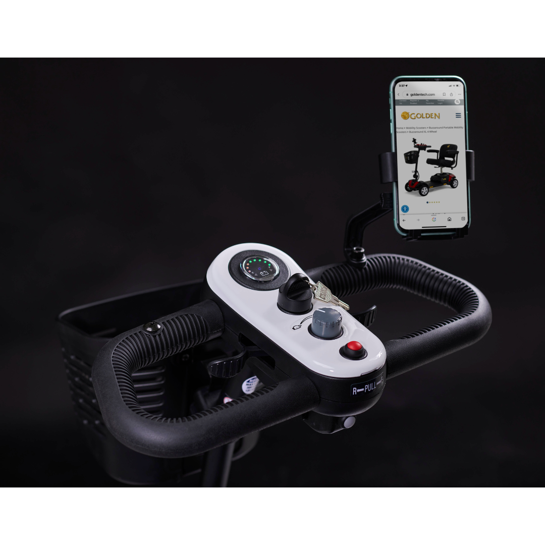 Golden Tech Buzzaround XL 3-Wheel Mobility Scooter - White steering