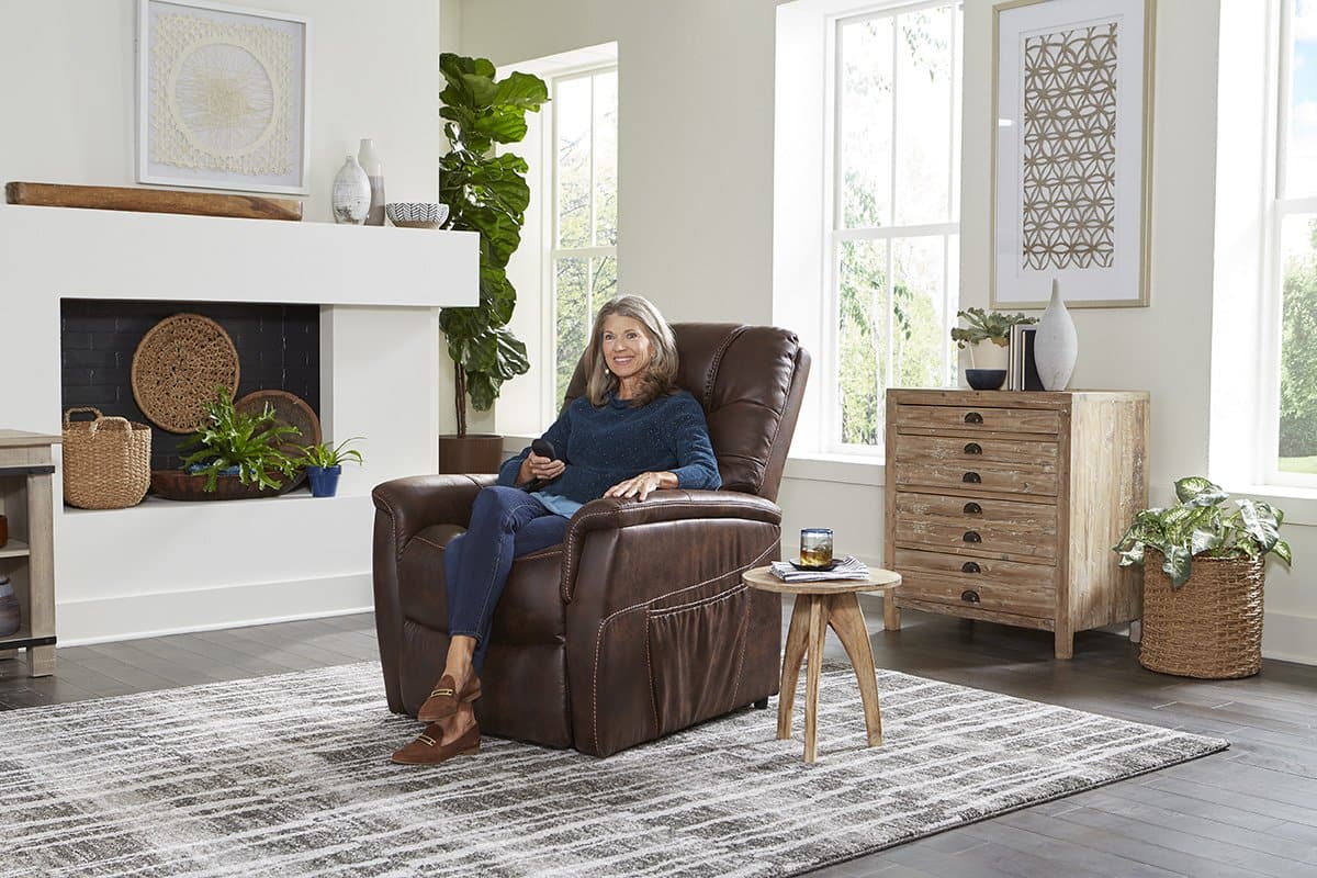 Golden Tech DeLuna™ Series Dione Luxury Power Lift Recliners - Maple with seated user