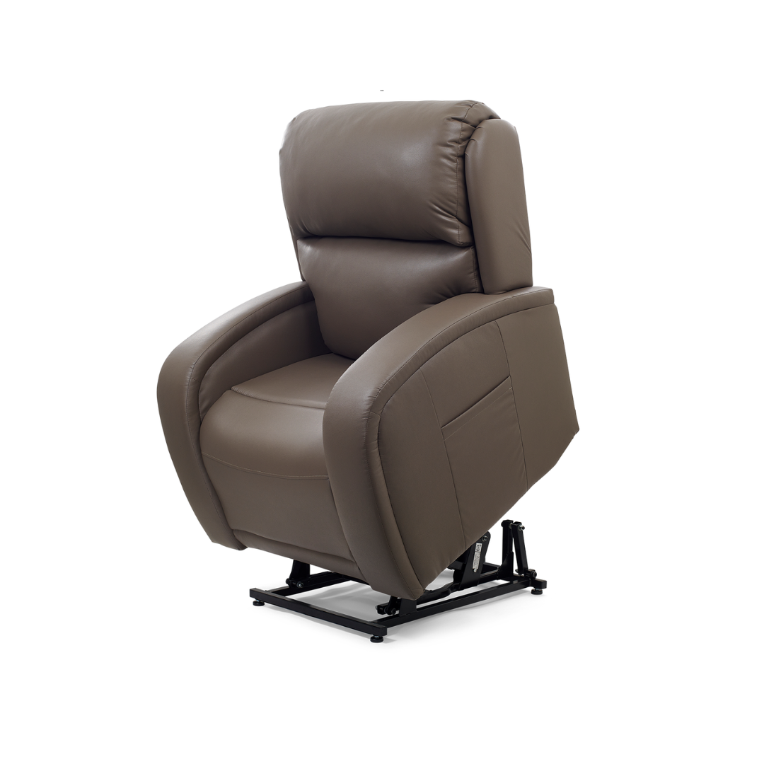 Golden Tech EZ Sleeper Assisted Lift Recliner with Twilight & Power Lumbar - Iron in lifted position