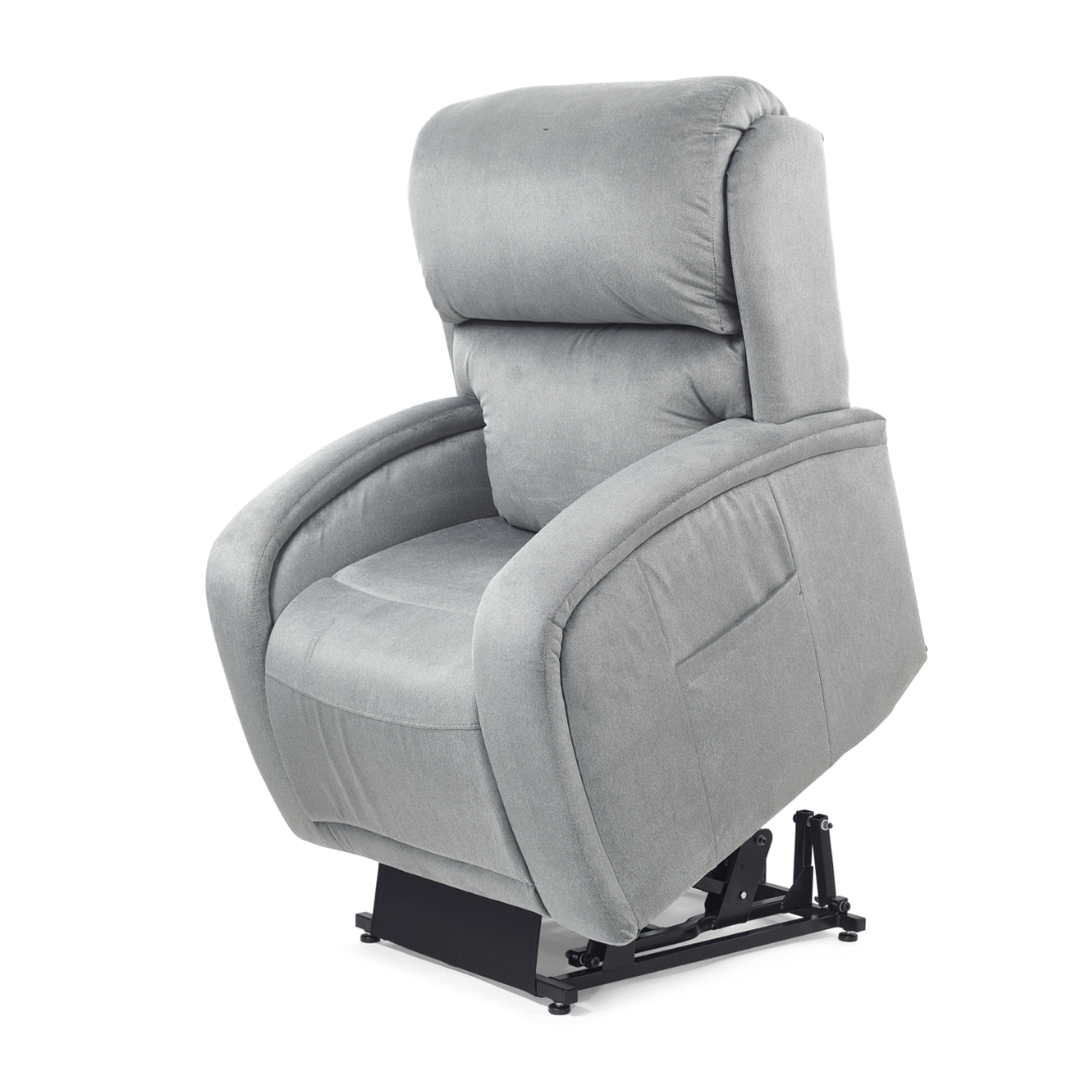 Golden Tech EZ Sleeper Assisted Lift Recliner with Twilight & Power Lumbar - Sterling in lifted position