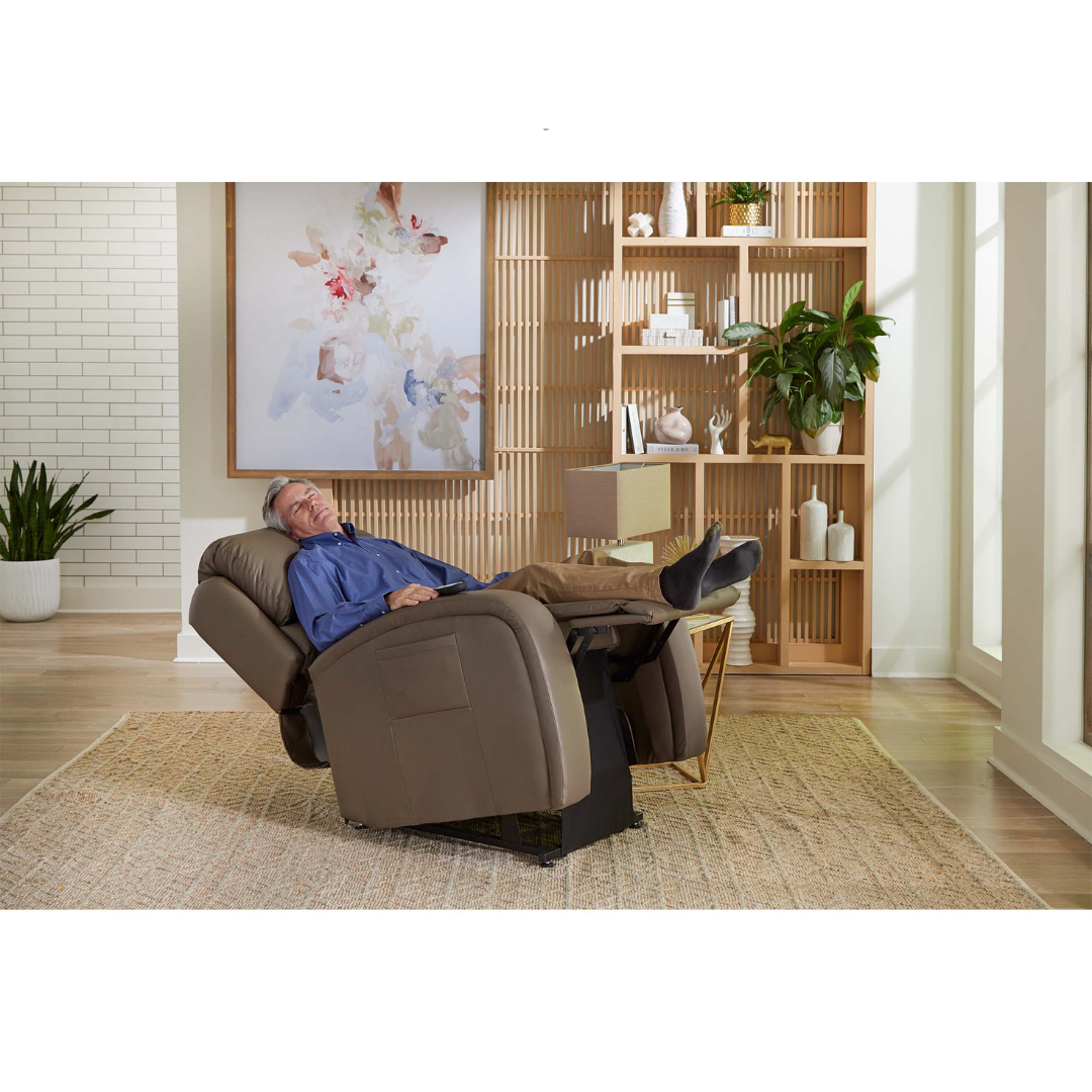 Golden Tech EZ Sleeper Assisted Lift Recliner with Twilight & Power Lumbar - with user in recline position