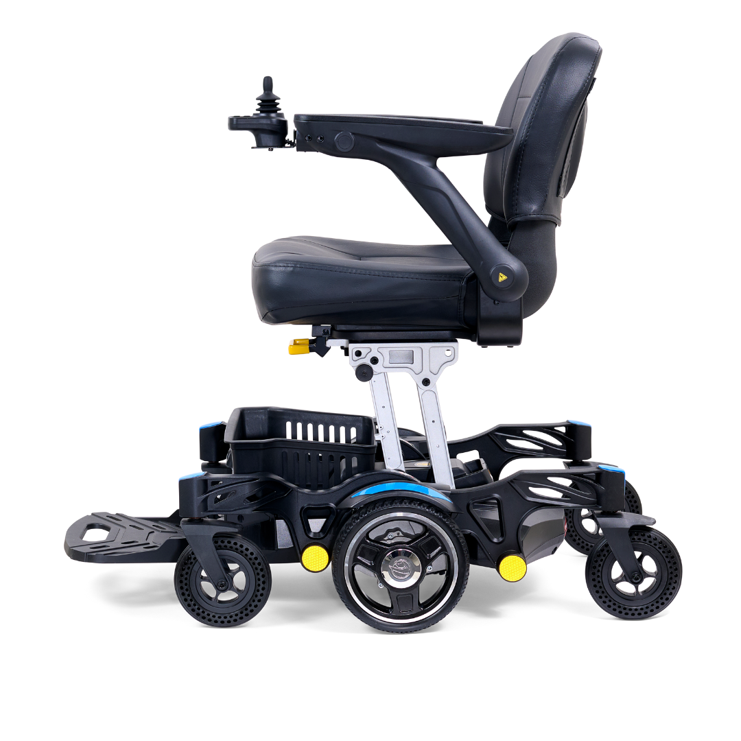 Golden Tech GP130  FAA Approved Buzzaround CarryOn Portable Power Wheelchair - Blue left