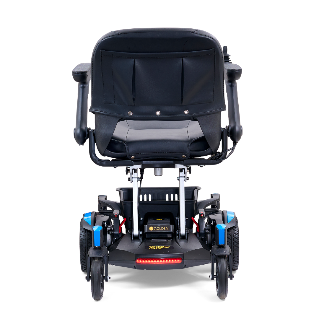 Golden Tech GP130  FAA Approved Buzzaround CarryOn Portable Power Wheelchair - Blue rear