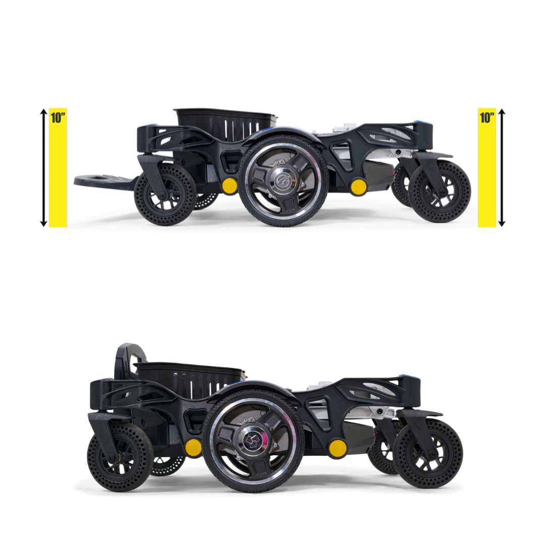 Golden Tech GP130  FAA Approved Buzzaround CarryOn Portable Power Wheelchair - base dimensions