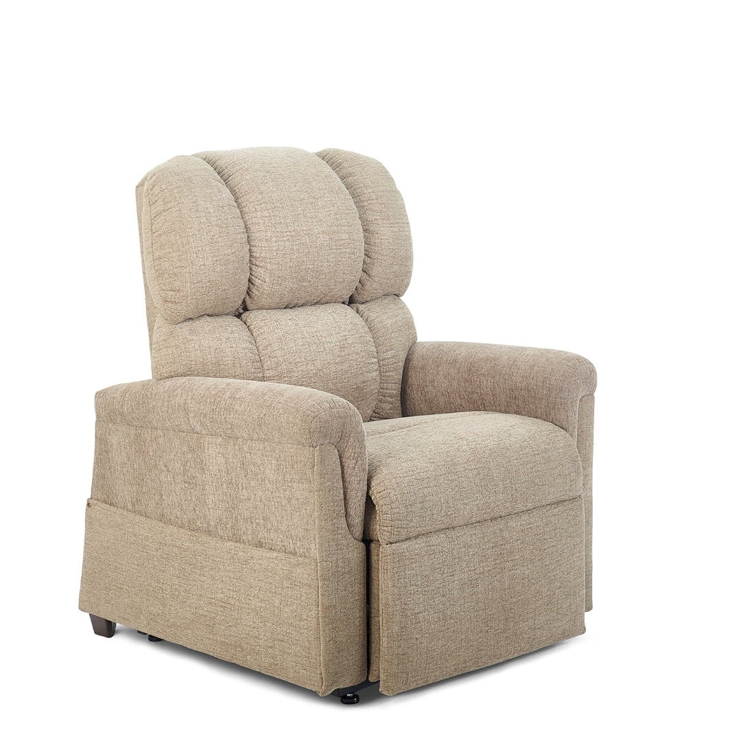 Golden Tech PR531 Comforter Power Lift Recliners - Small & Medium - Sandstorm in seated position facing front right